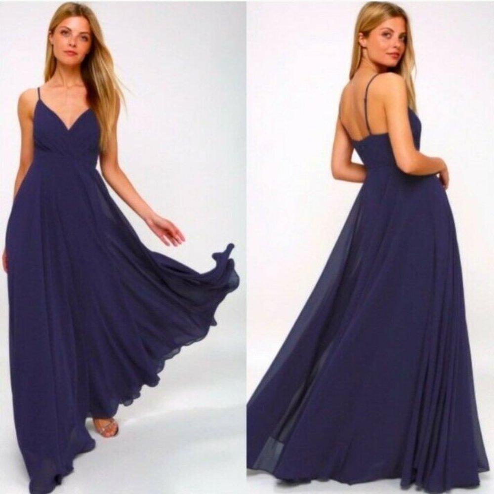 Lulus All About Love Maxi Dress Large Blue